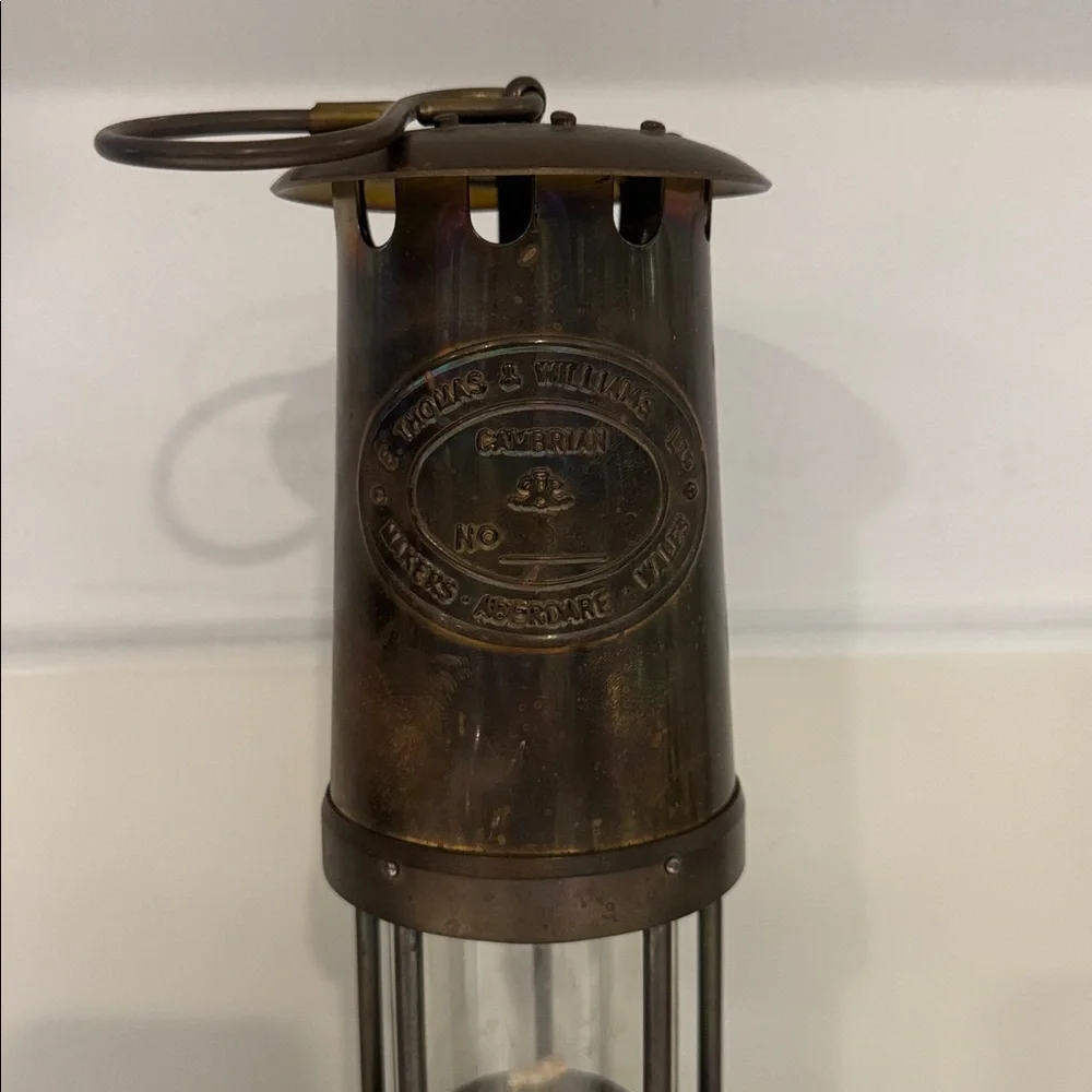 VINTAGE Brass Miners Lamp E Thomas & Williams Cambrian Safety Lamp Made in Wales